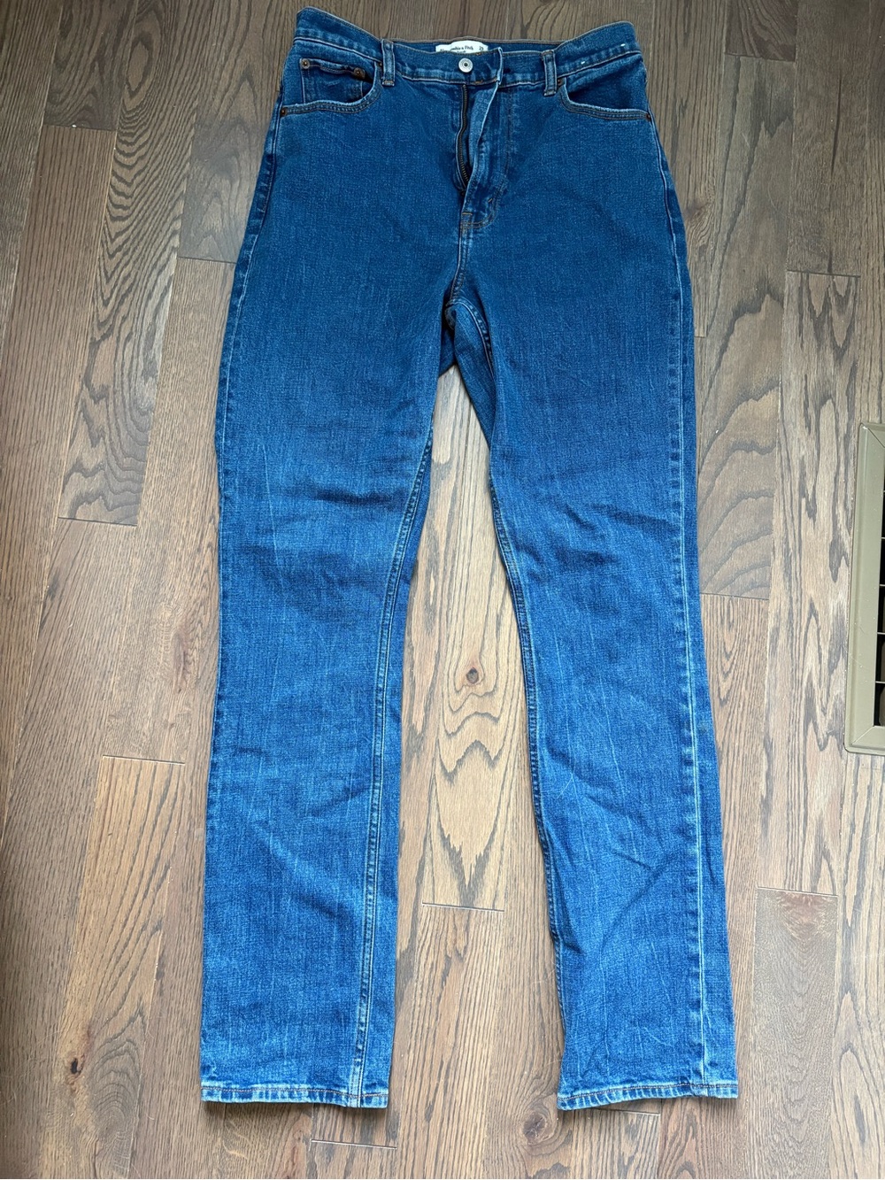 Abercrombie & Fitch Medium Blue High-Rise Slim Straight Jeans